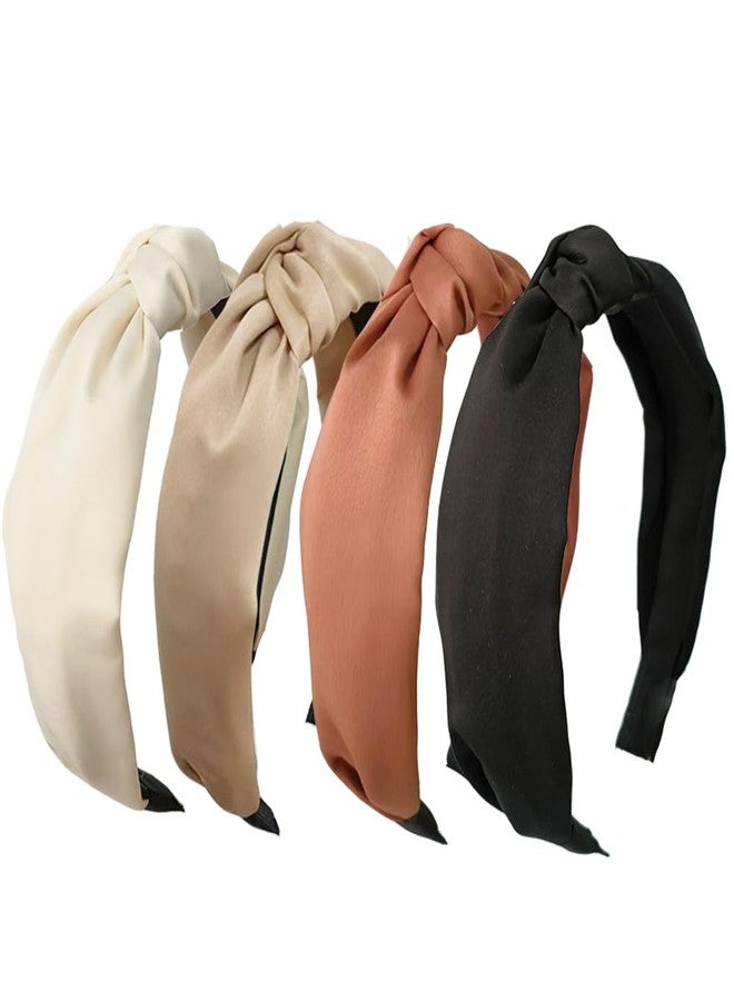 Lvyeer 4 Pack Knotted Satin Headbands for Women - Cute Non-Slip Fashion Hair Accessories - Image 1